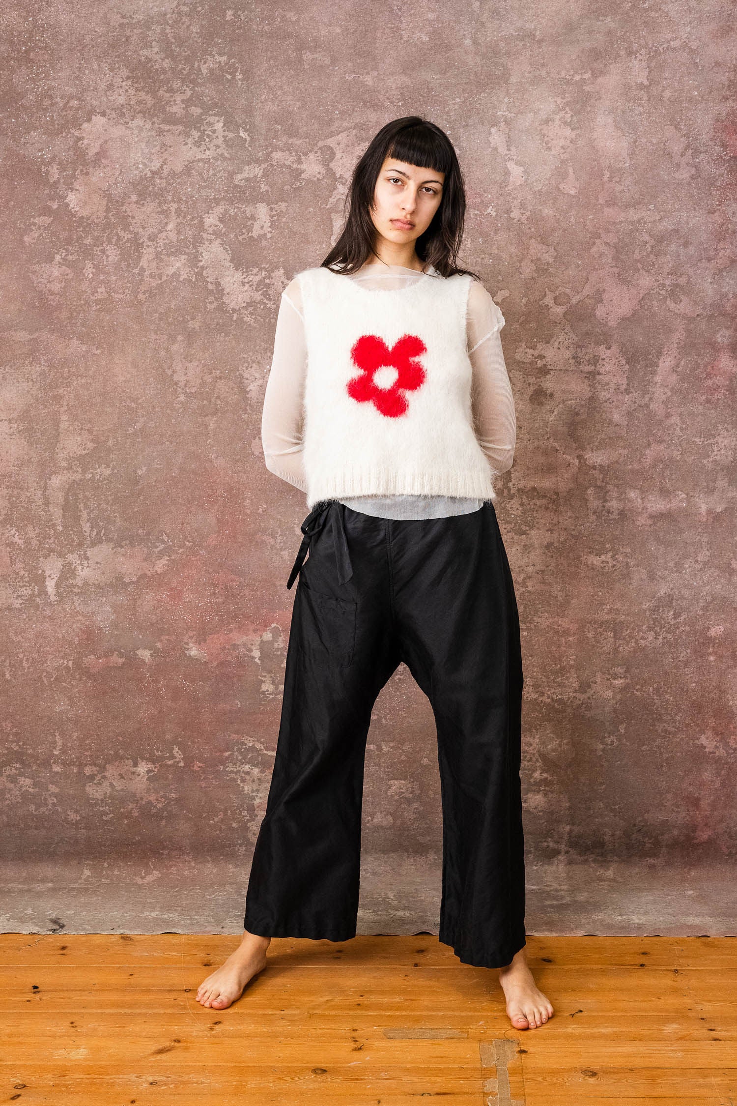 wide leg japan pants silk cotton croccante
