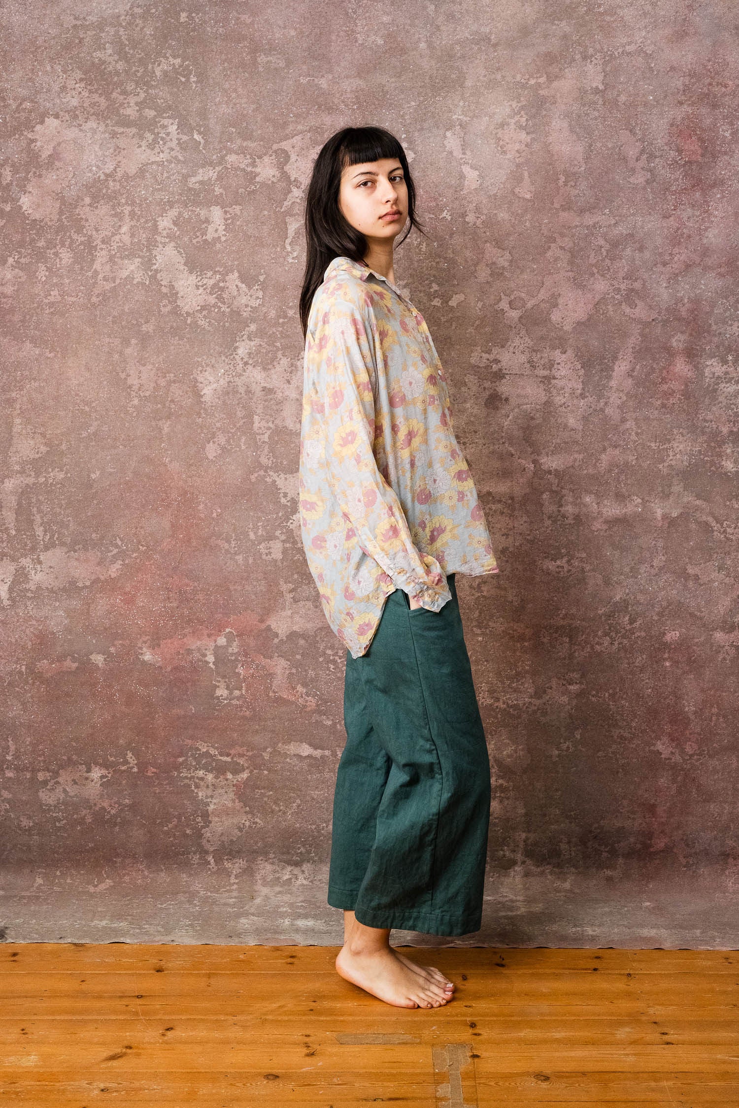 man shirt silk cotton voile print