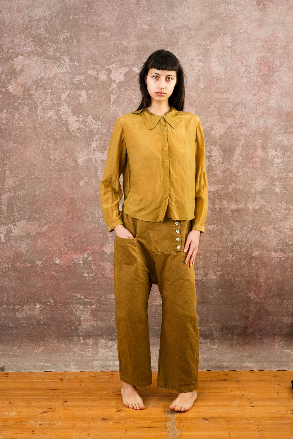 secret button shirt silk cotton voile