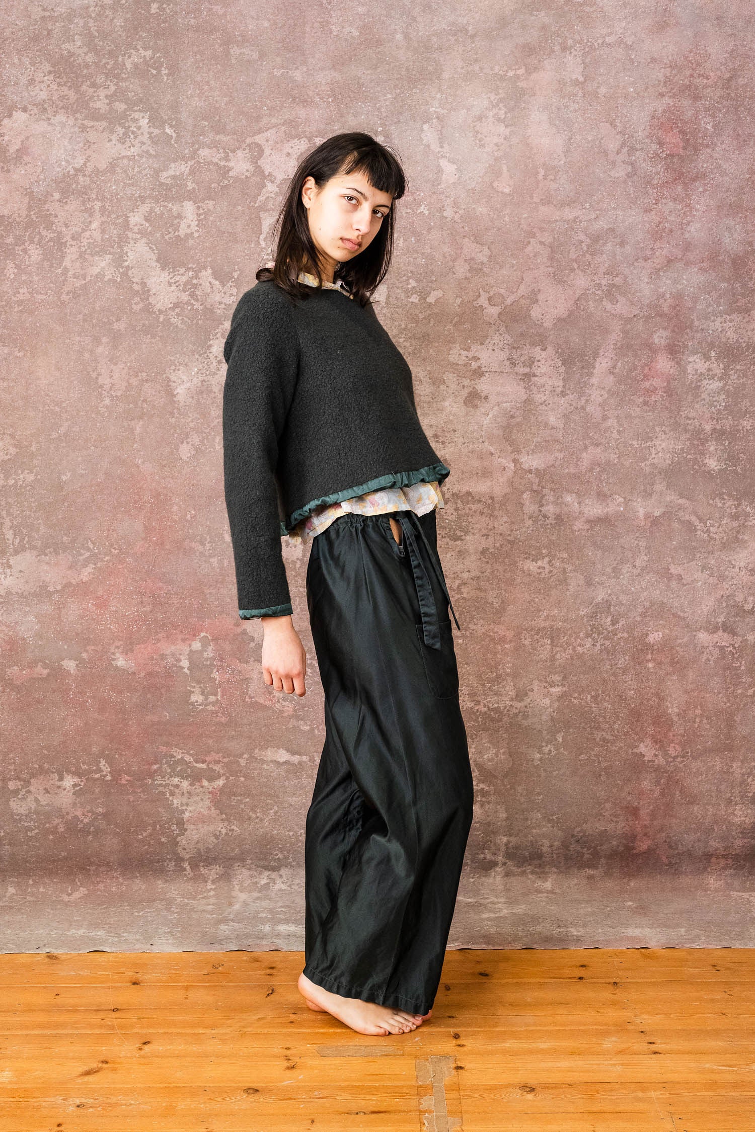 wide leg japan pants silk cotton satin