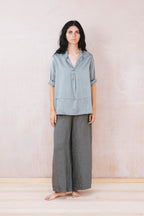sunny shirt long silk cotton satin