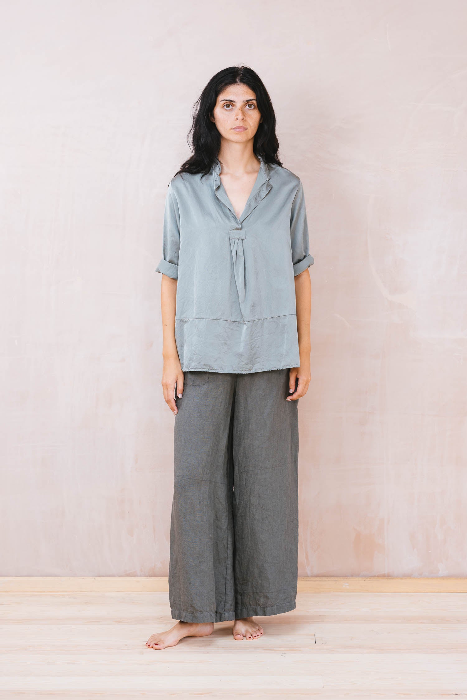 sunny shirt long silk cotton satin