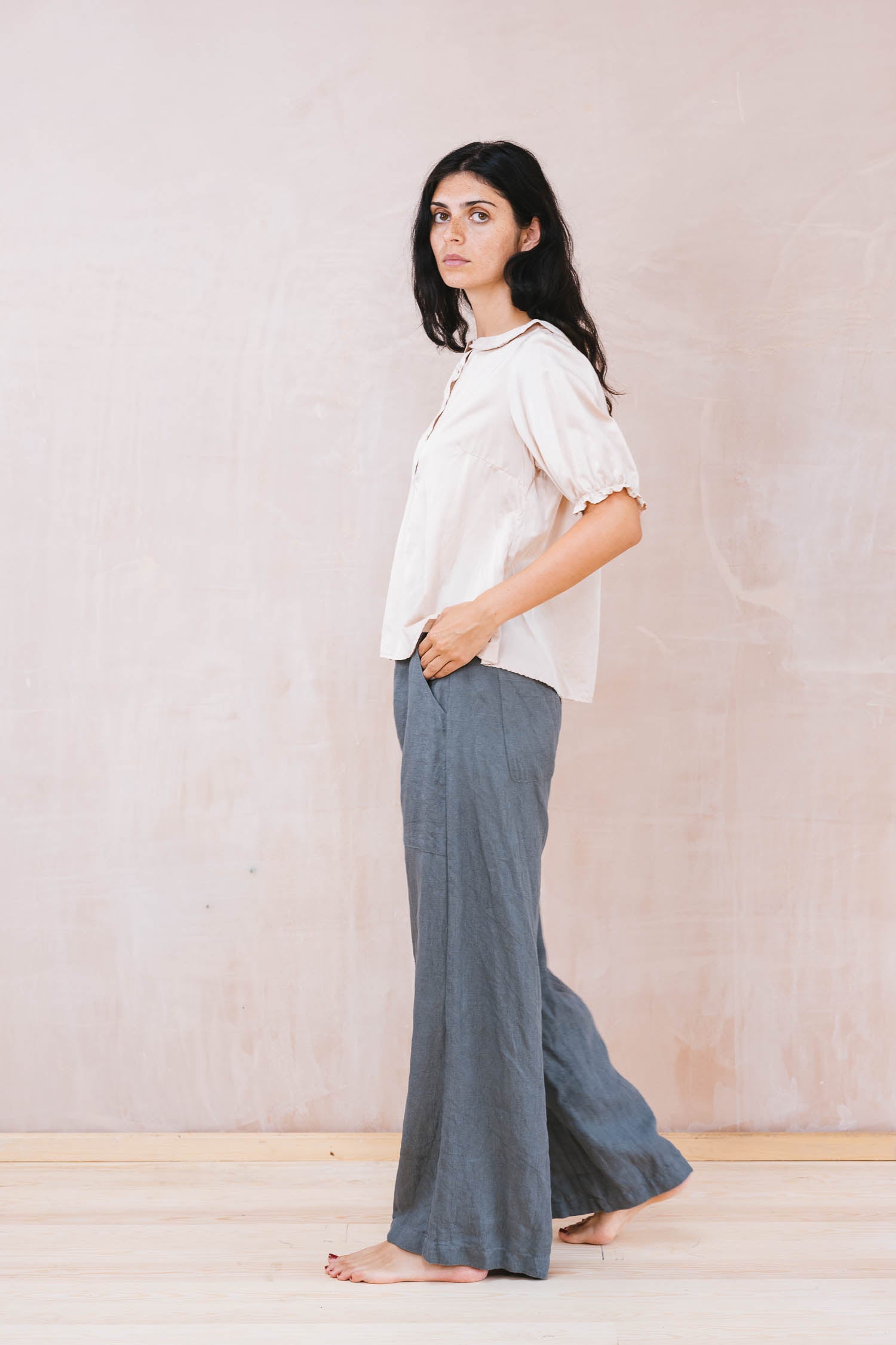 flare pants linen