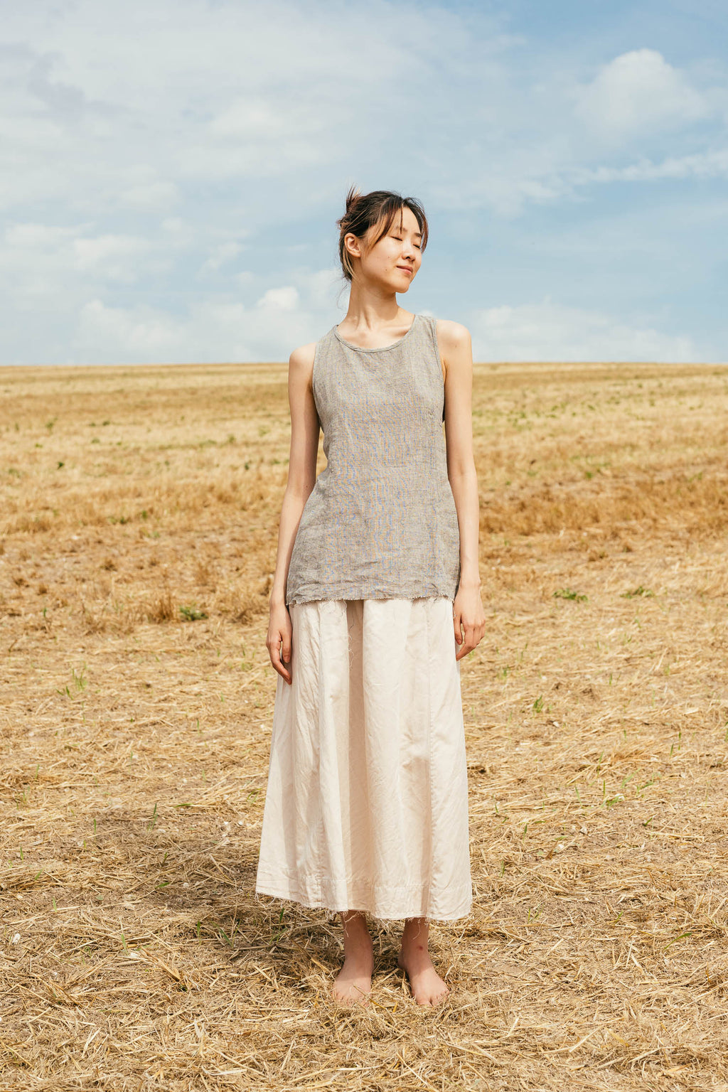 sale apron blouse linen chambray