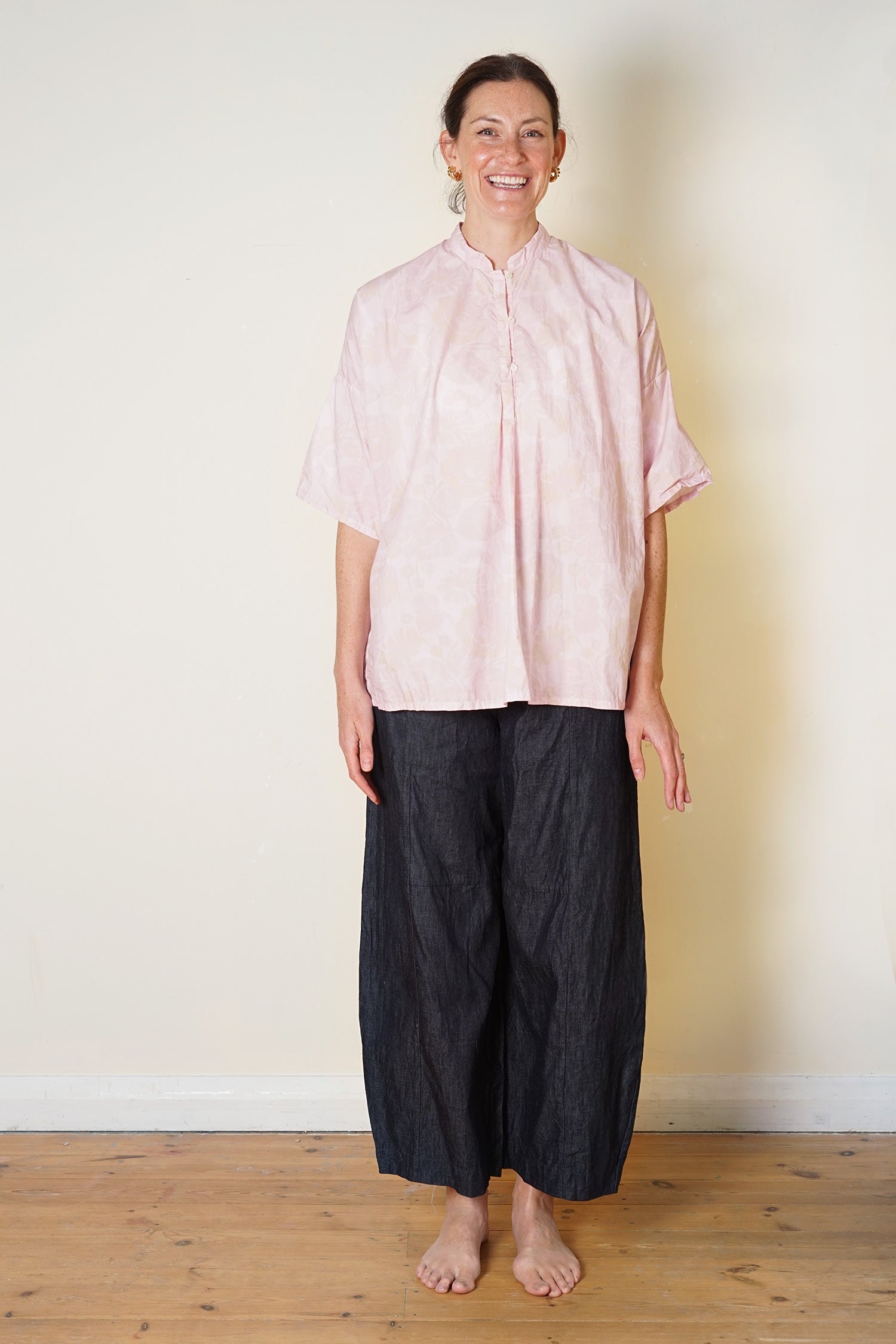 easy shirt rose print cotton poplin