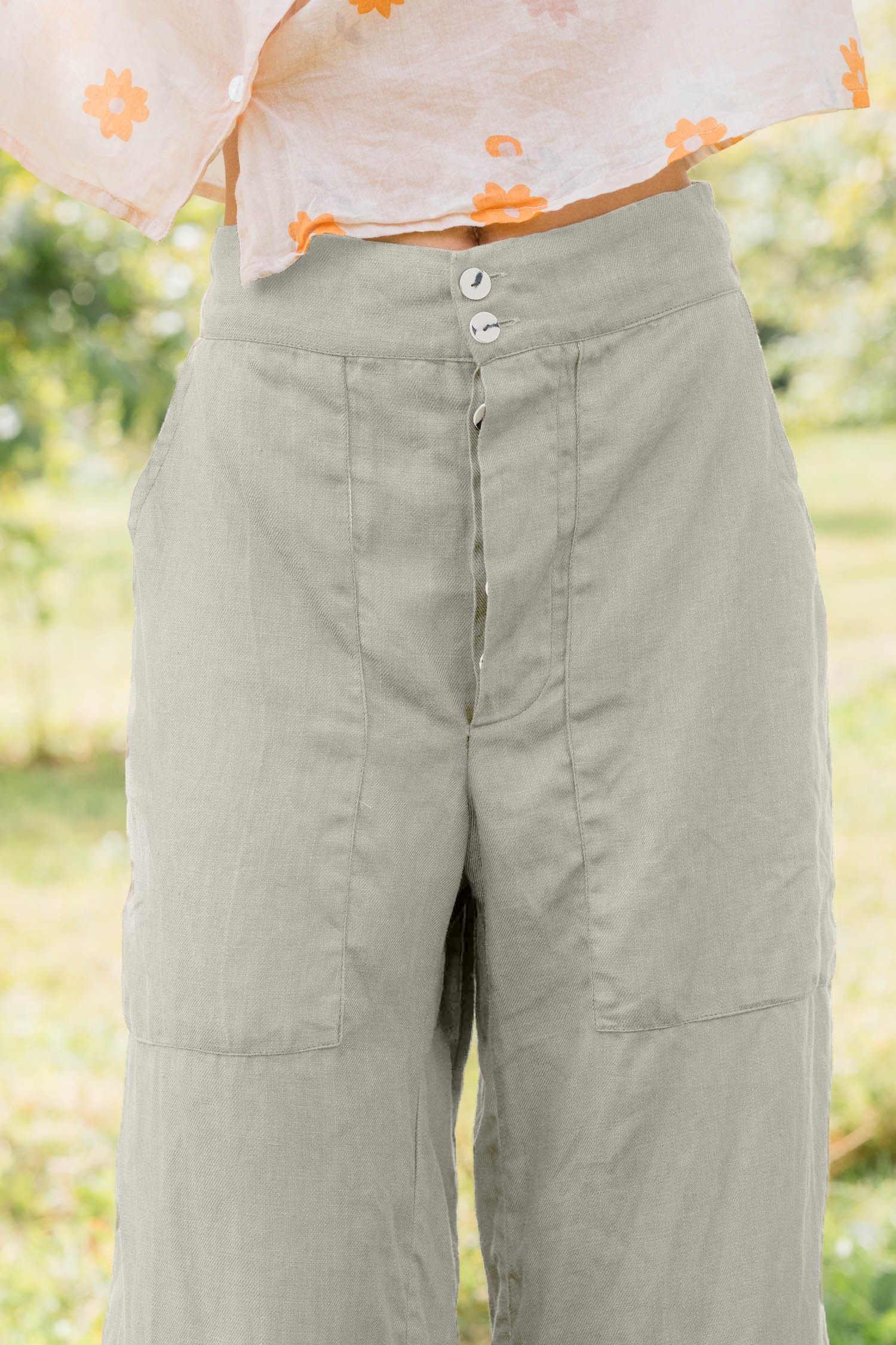 sale flare pants linen twill