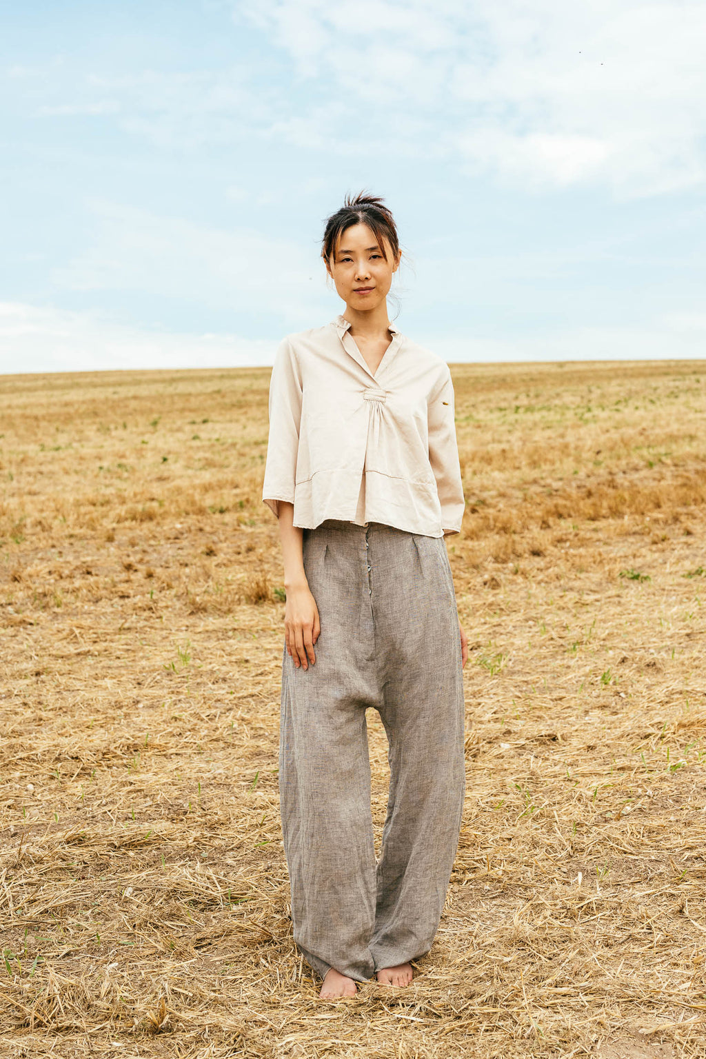 sale freedom pants linen chambray