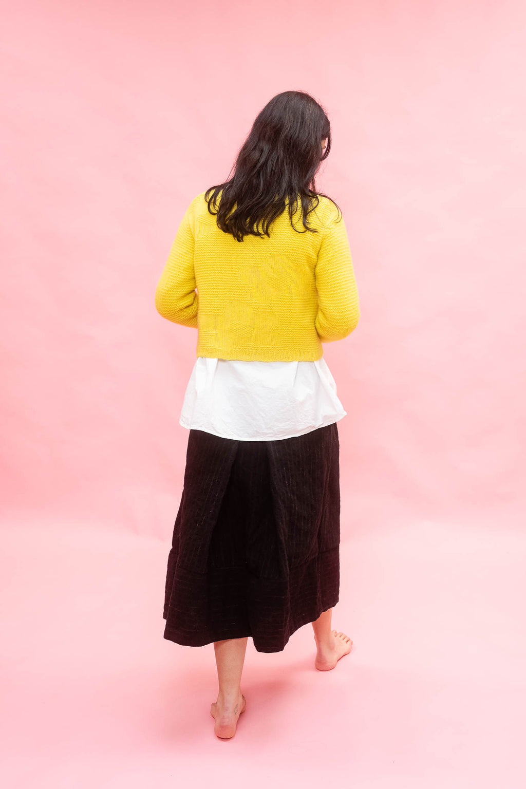 panel rowan skirt black wool stripe