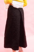 panel rowan skirt black wool stripe