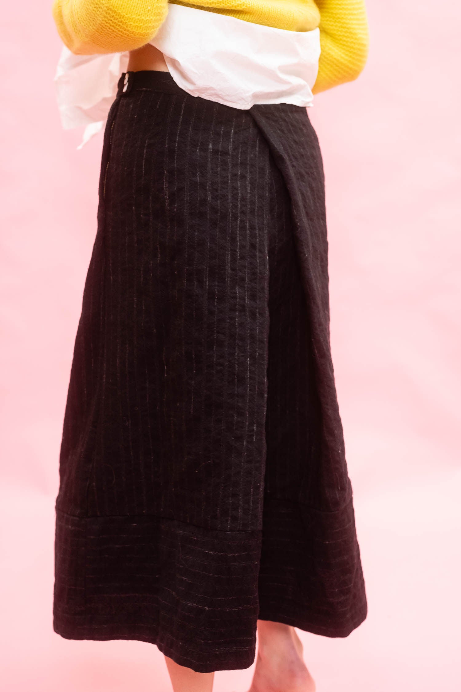 panel rowan skirt black wool stripe