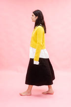 panel rowan skirt black wool stripe