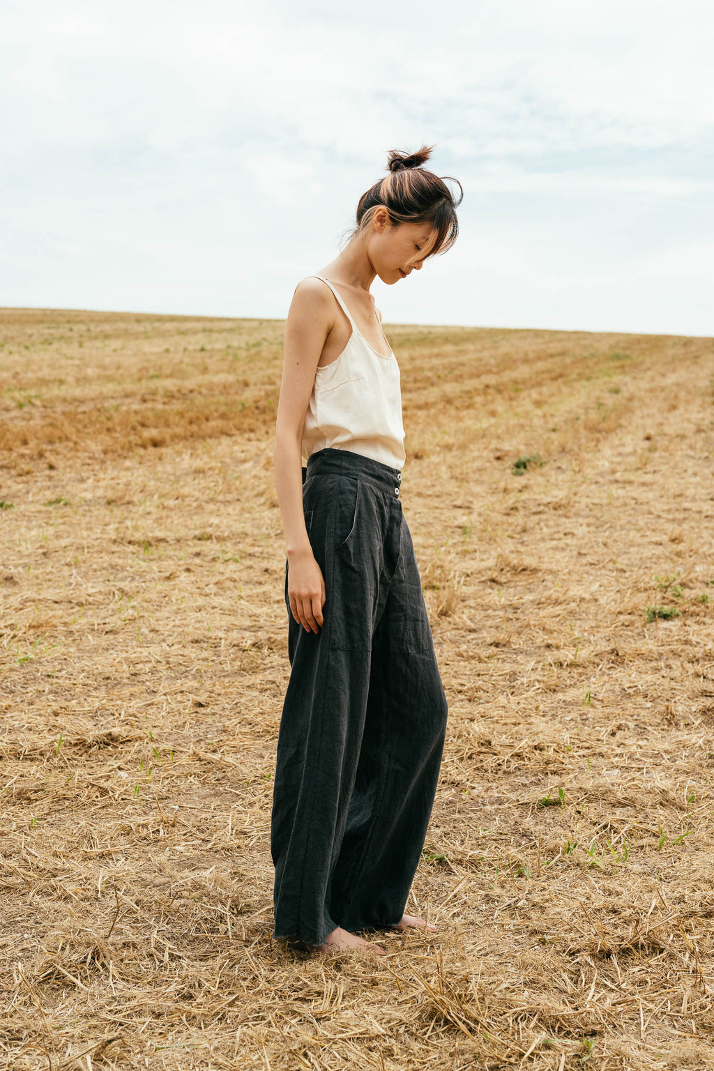 sale flare trousers linen