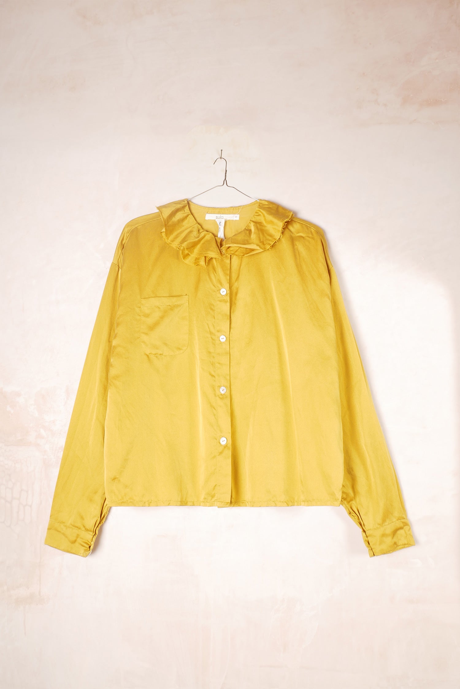 puckered collar blouse silk cotton satin