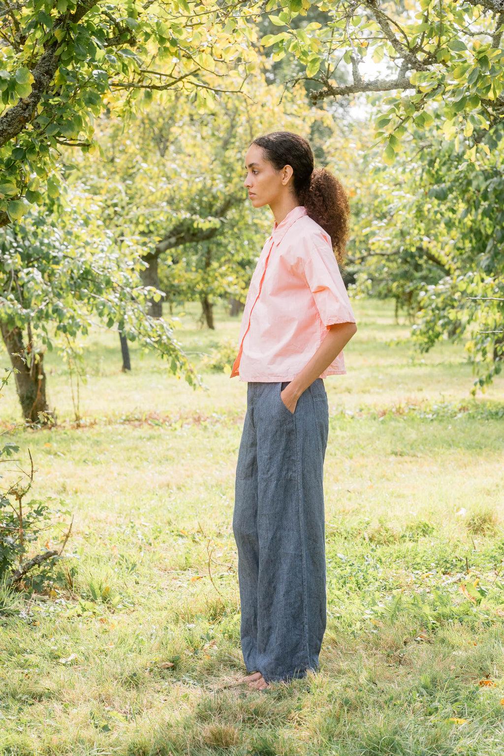 sale flare pants linen denim