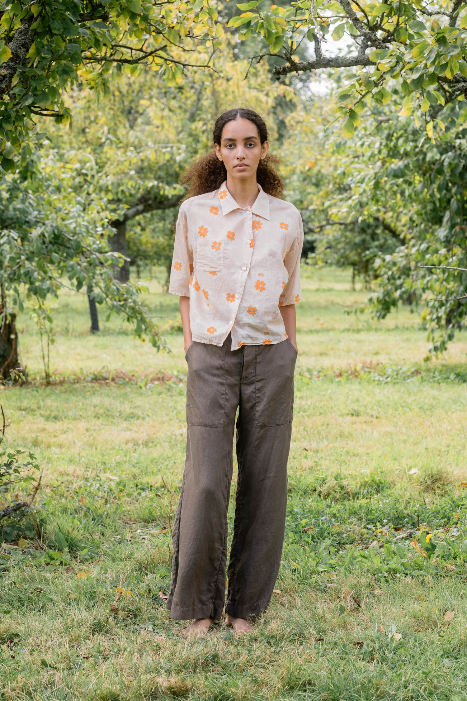 sale flare pants linen twill