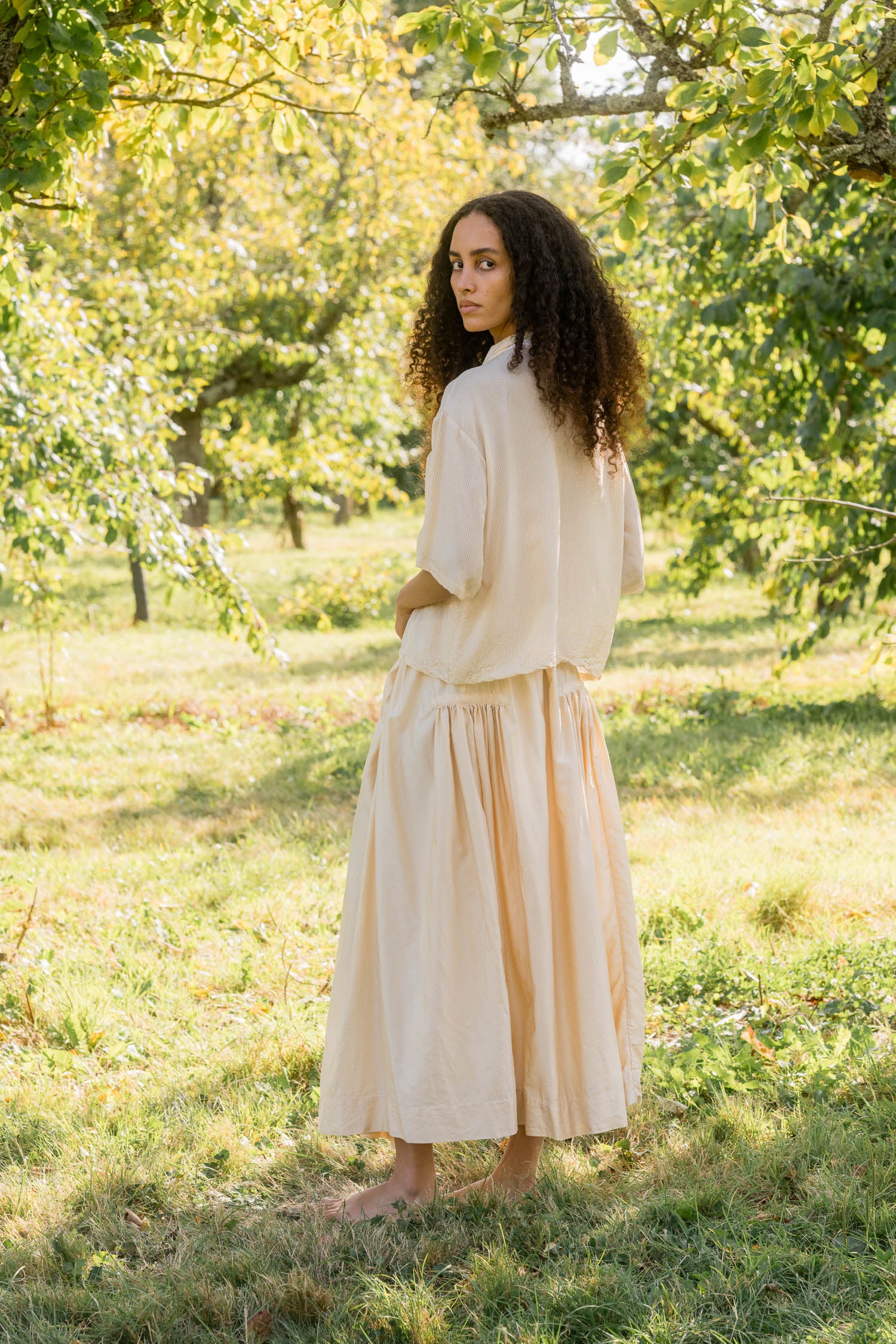 new frida skirt silk cotton satin
