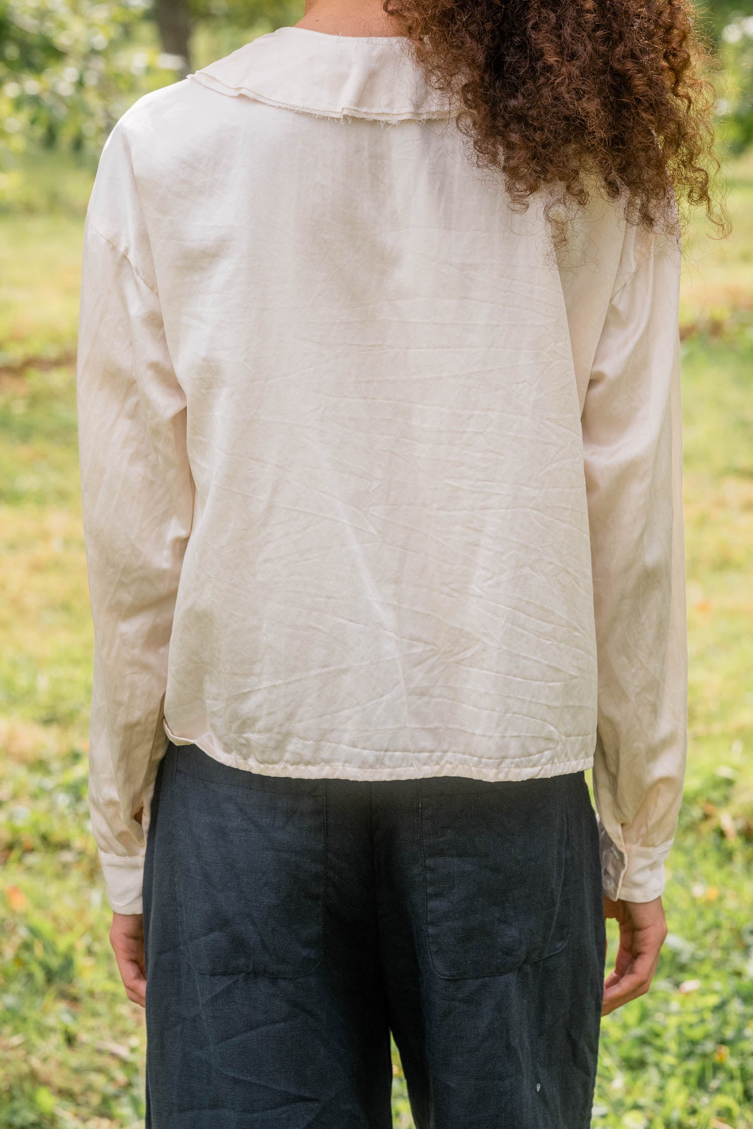 sale round collar blouse silk cotton satin