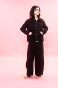 AW26 JKT 1006 warm jacket black wool stripe